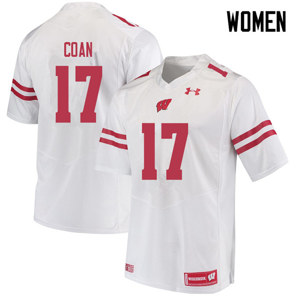 Women #17 Jack Coan Wisconsin Badgers College Football Jerseys Sale-White